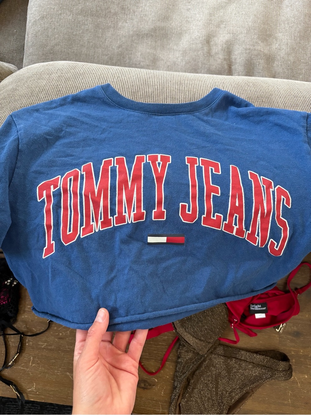 Tommy Hilfiger Blue Crop Top with Red Logo